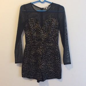Black floral mesh romper
